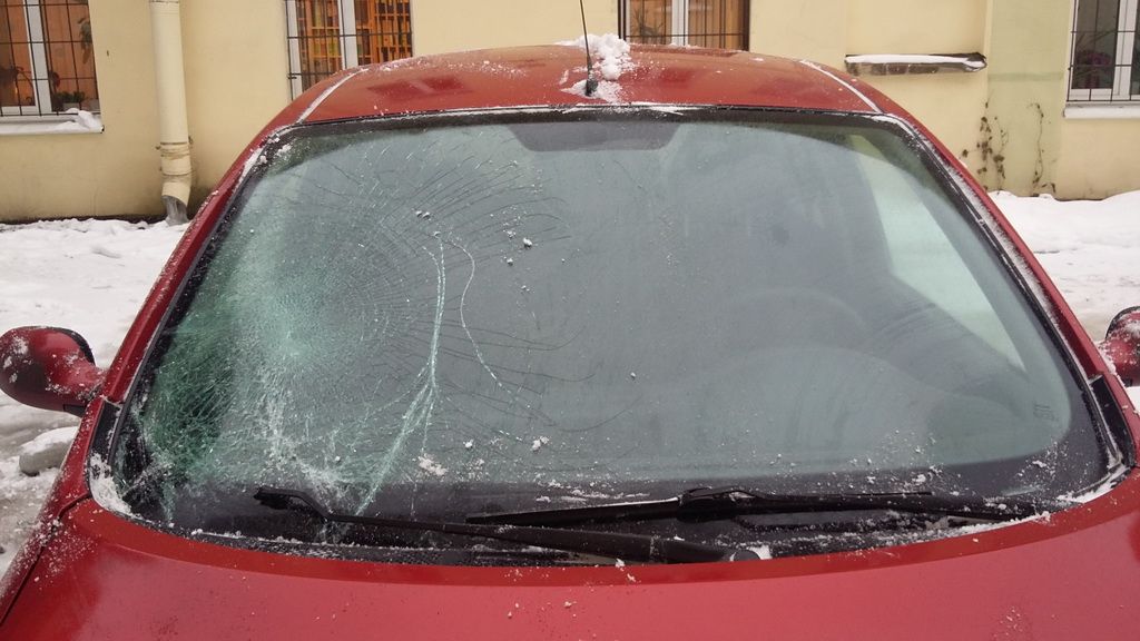 car damaged by icicle