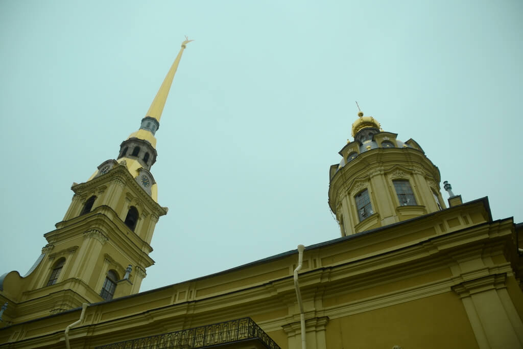 The spire of the Peter and Paul fortress`s cathedral