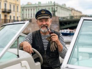 Licensed boat captain in St Petersburg before a private river tour
